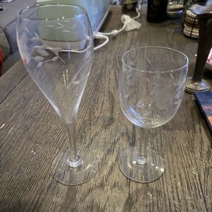 Toscany Vintage Crystal Wine Glasses with etched detail